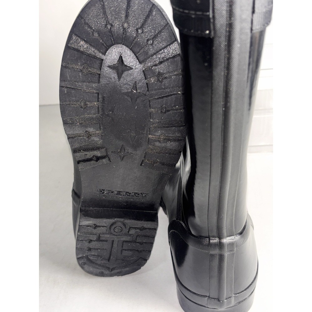 Sperry Walker Atlantic Rain Boots Black Gloss Rubber Waterproof Finish Women 9M - Picture 11 of 16